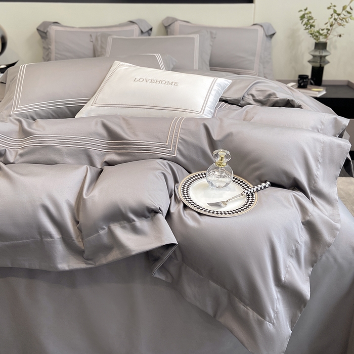 91家纺网 家纺一手货源 找家纺 家居1号家纺 2026新款100支新疆长绒棉纯棉四件套-爱丽丝 爱丽丝-高级灰