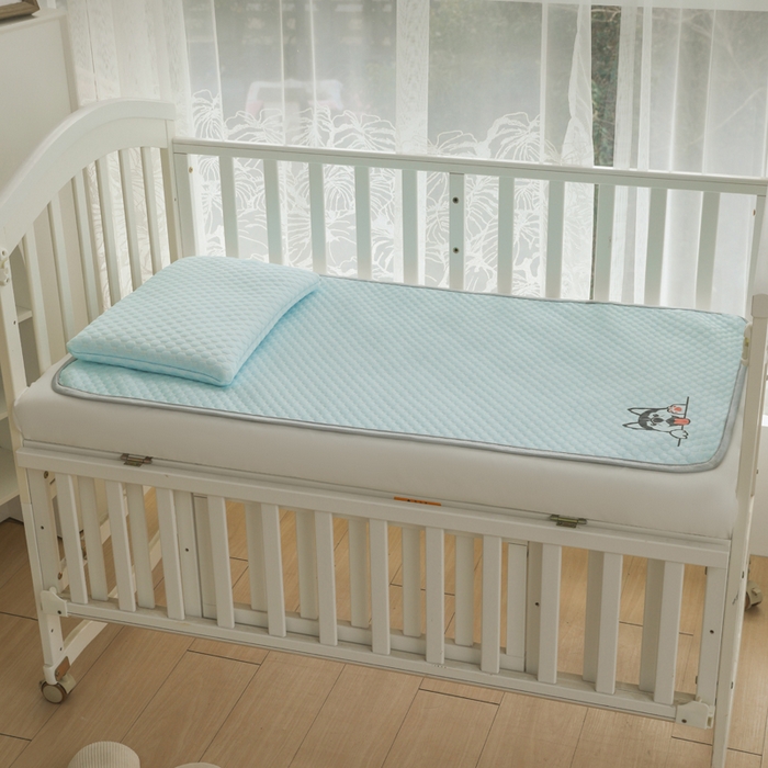 91家纺网 家纺一手货源 找家纺 宅部落 2026新款凉感豆豆儿童凉席席子 哈士奇-淡蓝