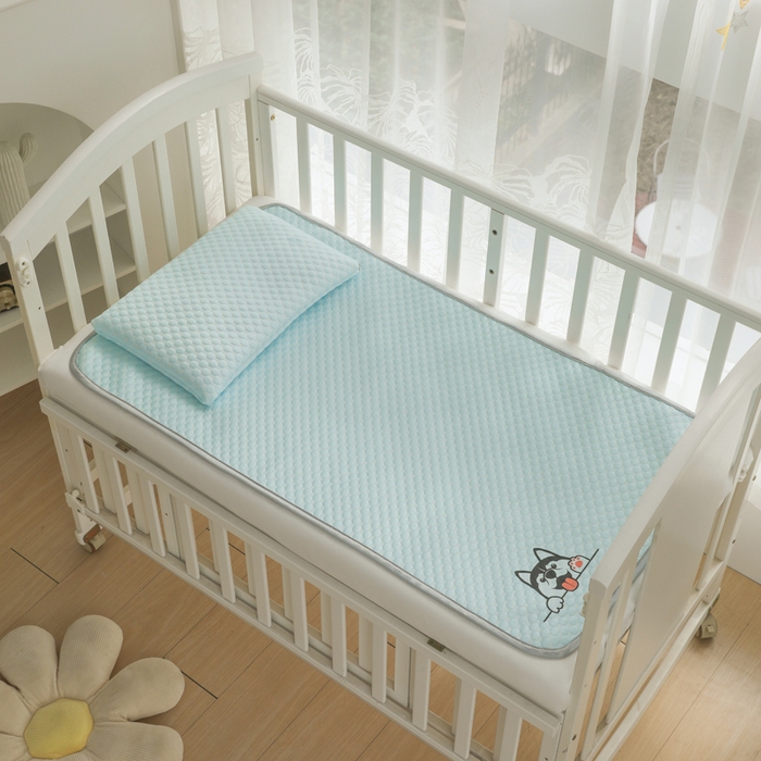 91家纺网 家纺一手货源 找家纺 宅部落 2026新款凉感豆豆儿童凉席席子 哈士奇-淡蓝