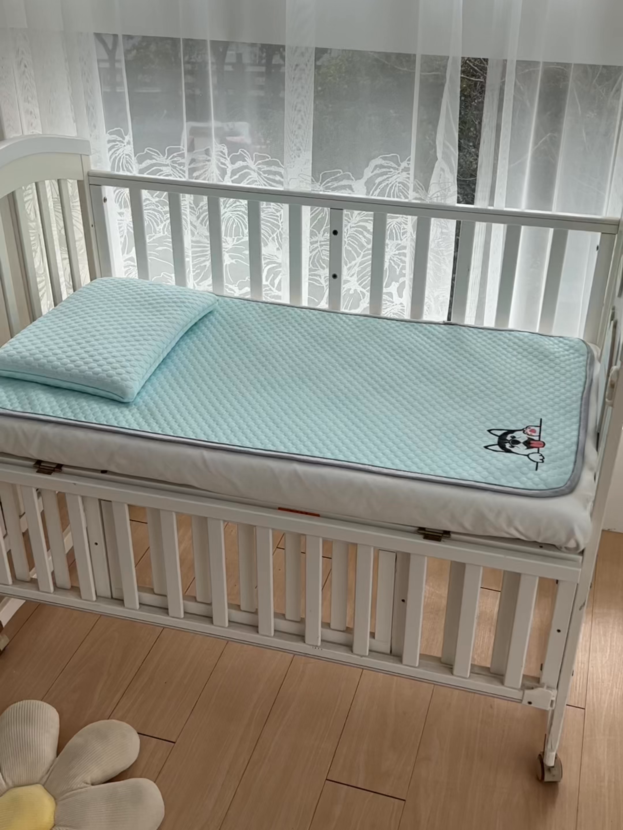 91家纺网 家纺一手货源 找家纺 宅部落 2026新款凉感豆豆儿童凉席席子 哈士奇-淡蓝