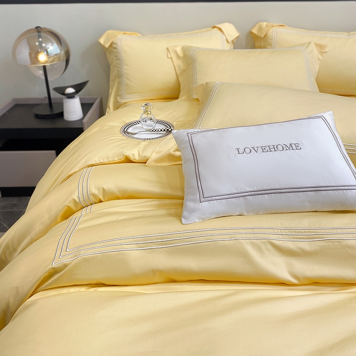 91家纺网 家纺一手货源 找家纺 家居1号家纺 2026新款100支新疆长绒棉纯棉四件套-爱丽丝 爱丽丝-亮黄