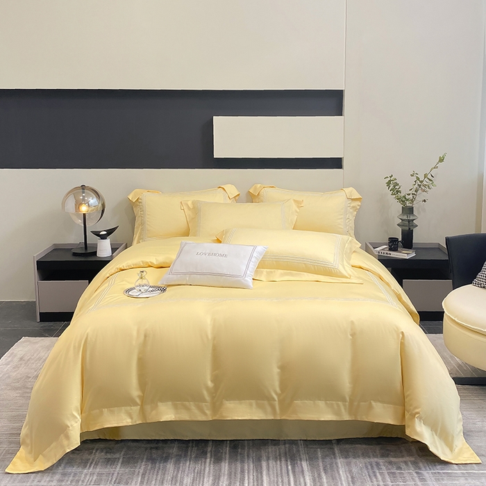 91家纺网 家纺一手货源 找家纺 家居1号家纺 2026新款100支新疆长绒棉纯棉四件套-爱丽丝 爱丽丝-亮黄