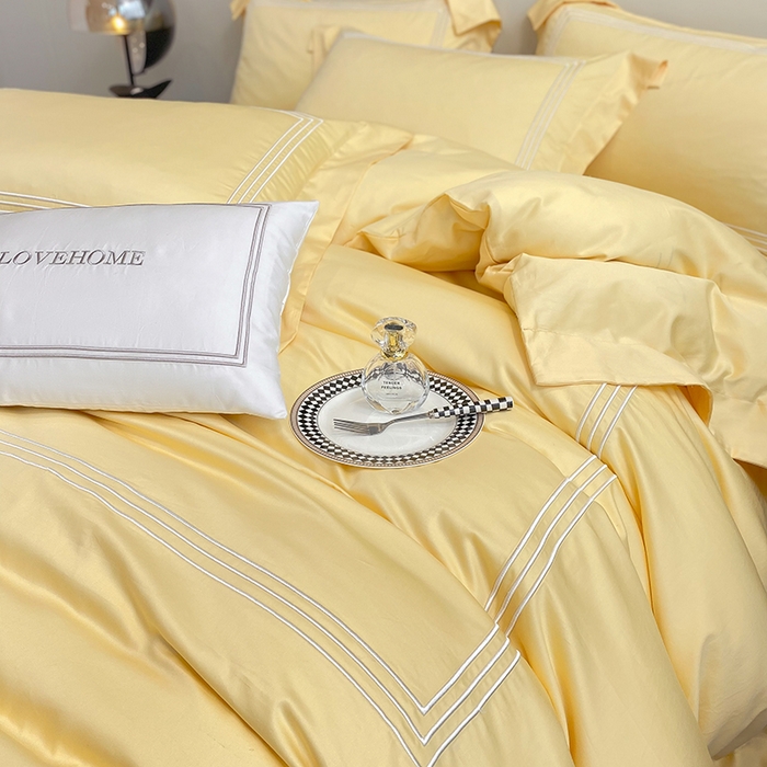 91家纺网 家纺一手货源 找家纺 家居1号家纺 2026新款100支新疆长绒棉纯棉四件套-爱丽丝 爱丽丝-亮黄