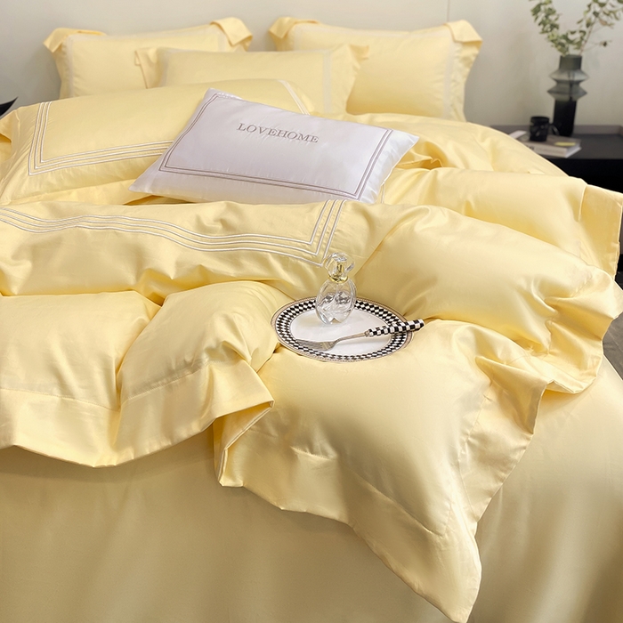 91家纺网 家纺一手货源 找家纺 家居1号家纺 2026新款100支新疆长绒棉纯棉四件套-爱丽丝 爱丽丝-亮黄