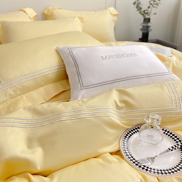 91家纺网 家纺一手货源 找家纺 家居1号家纺 2026新款100支新疆长绒棉纯棉四件套-爱丽丝 爱丽丝-亮黄