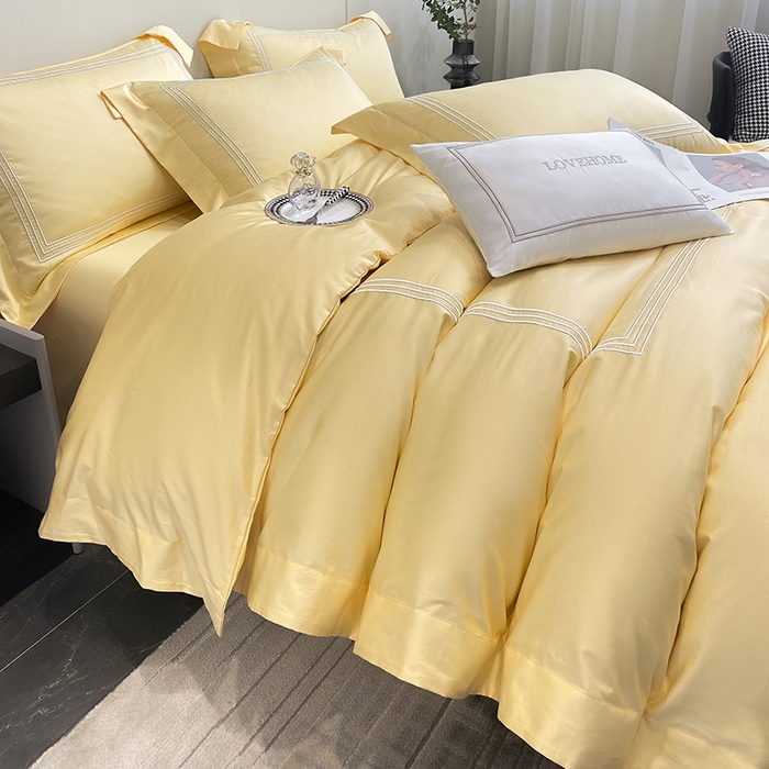 91家纺网 家纺一手货源 找家纺 家居1号家纺 2026新款100支新疆长绒棉纯棉四件套-爱丽丝 爱丽丝-亮黄