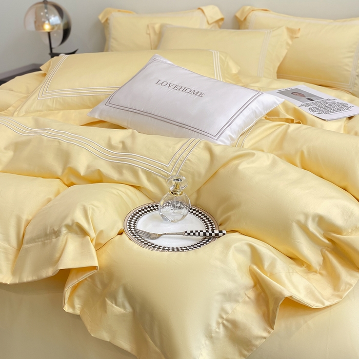 91家纺网 家纺一手货源 找家纺 家居1号家纺 2026新款100支新疆长绒棉纯棉四件套-爱丽丝 爱丽丝-亮黄