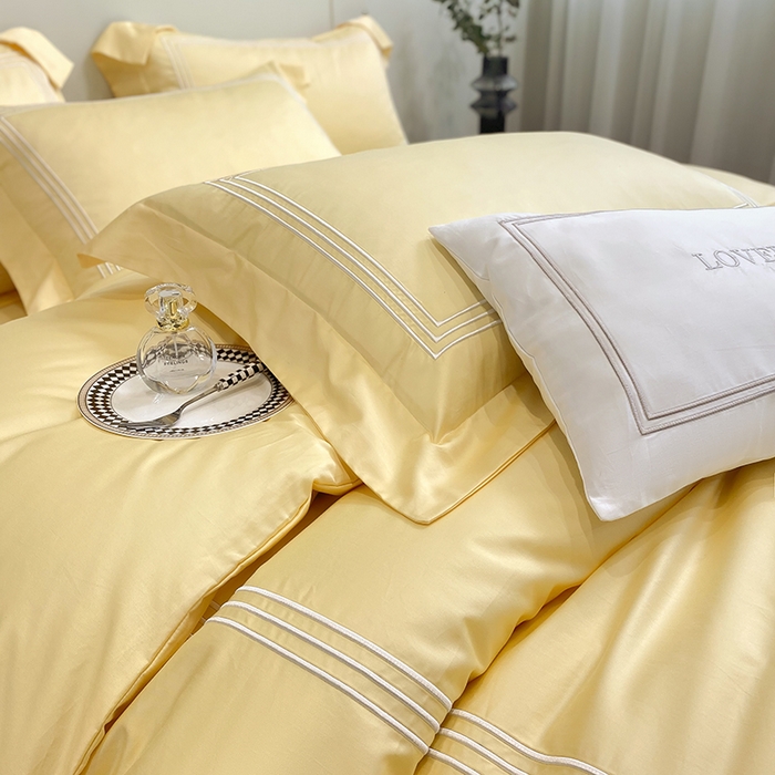 91家纺网 家纺一手货源 找家纺 家居1号家纺 2026新款100支新疆长绒棉纯棉四件套-爱丽丝 爱丽丝-亮黄