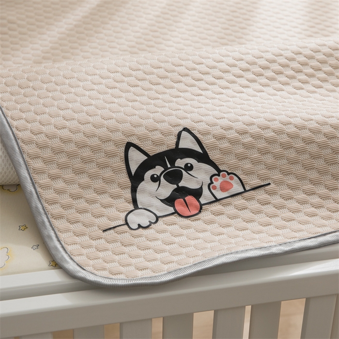 91家纺网 家纺一手货源 找家纺 宅部落 2026新款凉感豆豆儿童凉席席子 哈士奇-咖色