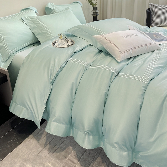 91家纺网 家纺一手货源 找家纺 家居1号家纺 2026新款100支新疆长绒棉纯棉四件套-爱丽丝 爱丽丝-马卡龙绿