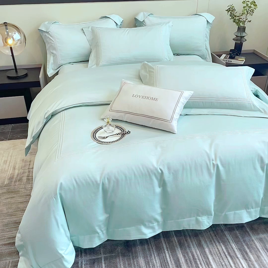 91家纺网 家纺一手货源 找家纺 家居1号家纺 2026新款100支新疆长绒棉纯棉四件套-爱丽丝 爱丽丝-马卡龙绿