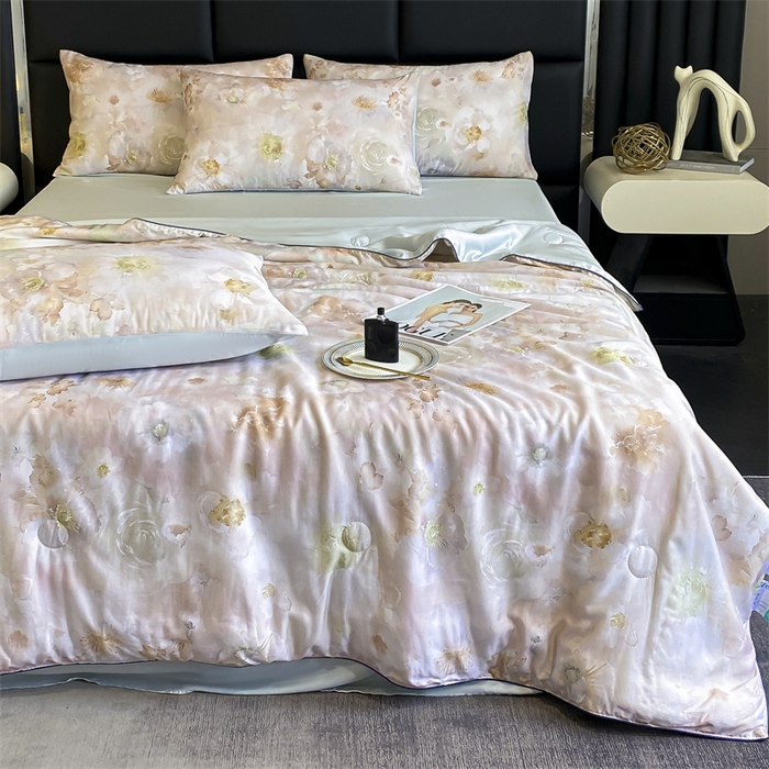 91家纺网 家纺一手货源 找家纺 绒棉世家 2026新款100%莱赛尔天丝面料数码印花天丝夏被四件套 花开半夏