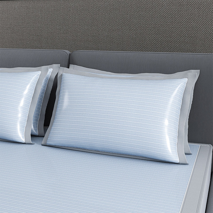 91家纺网 家纺一手货源 找家纺 （总）小牛席业 2026新款PE凉感纤维无印风纯色凉感冰丝席凉席席子（床笠款）