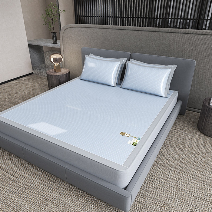 91家纺网 家纺一手货源 找家纺 （总）小牛席业 2026新款PE凉感纤维无印风纯色凉感冰丝席凉席席子（床笠款）