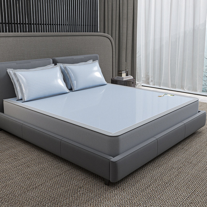 91家纺网 家纺一手货源 找家纺 （总）小牛席业 2026新款PE凉感纤维无印风纯色凉感冰丝席凉席席子（床笠款）