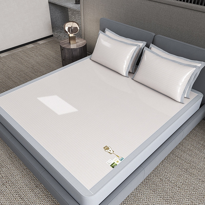 小牛席业 2026新款PE凉感纤维无印风纯色凉感冰丝席凉席席子（床笠款） 香槟