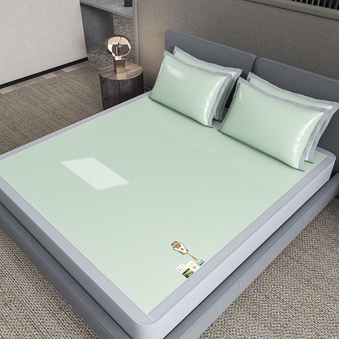 小牛席业 2026新款PE凉感纤维无印风纯色凉感冰丝席凉席席子（床笠款） 绿色