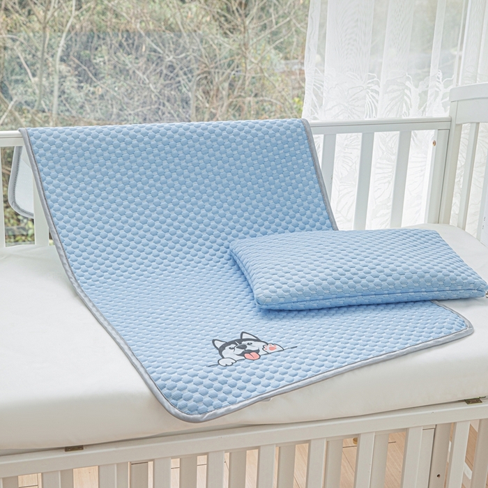 91家纺网 家纺一手货源 找家纺 宅部落 2026新款凉感豆豆儿童凉席席子 哈士奇-深蓝