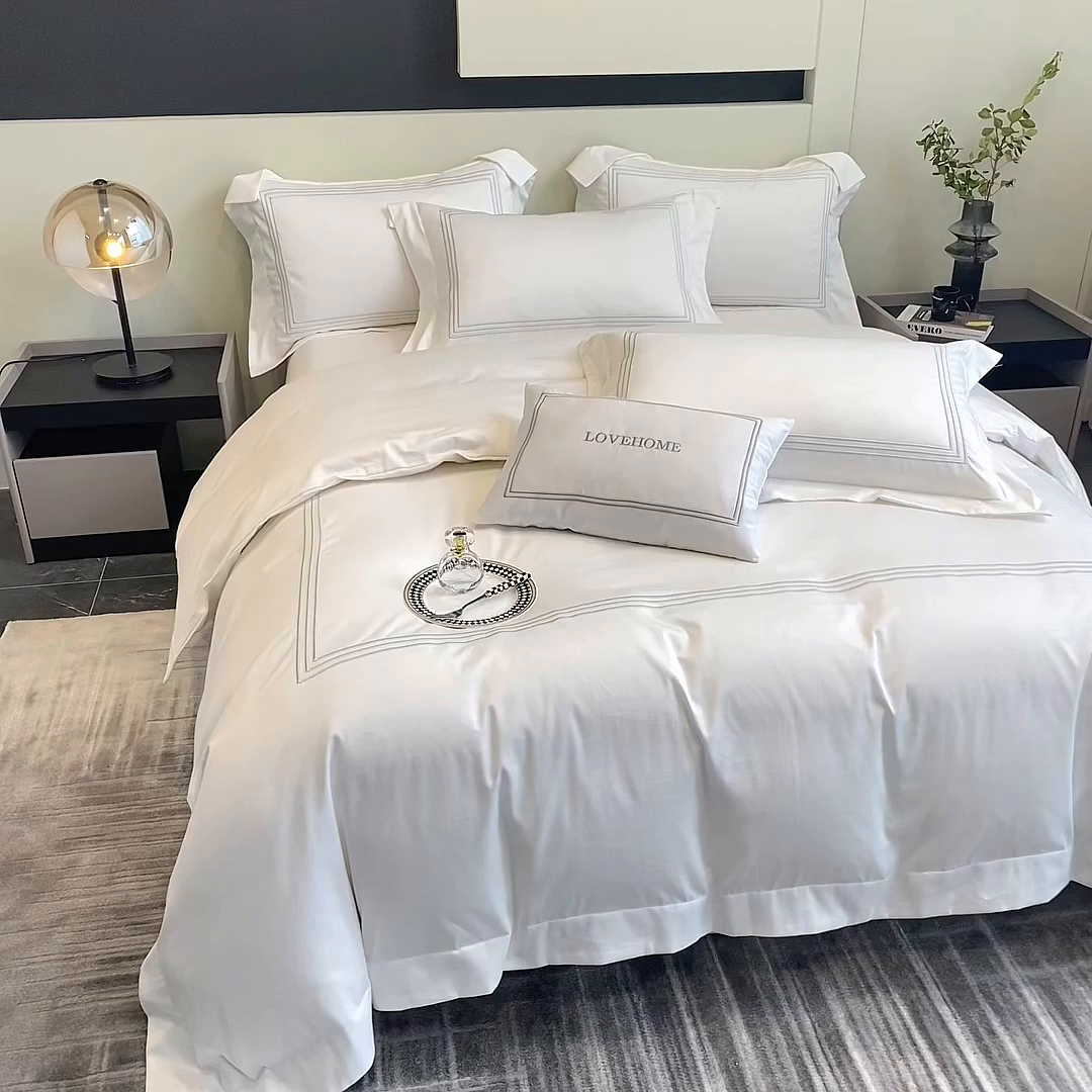 91家纺网 家纺一手货源 找家纺 家居1号家纺 2026新款100支新疆长绒棉纯棉四件套-爱丽丝 爱丽丝-象牙白