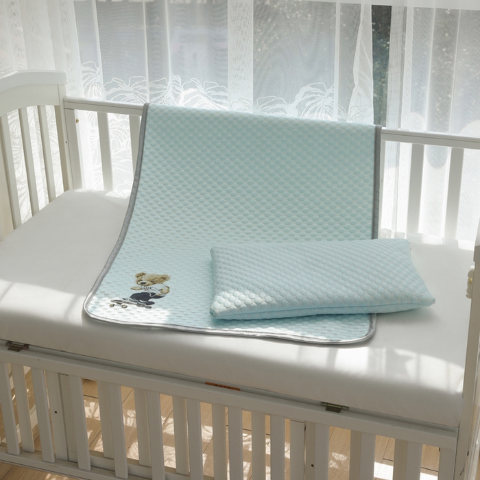 91家纺网 家纺一手货源 找家纺 宅部落 2026新款凉感豆豆儿童凉席席子 滑板熊-淡蓝