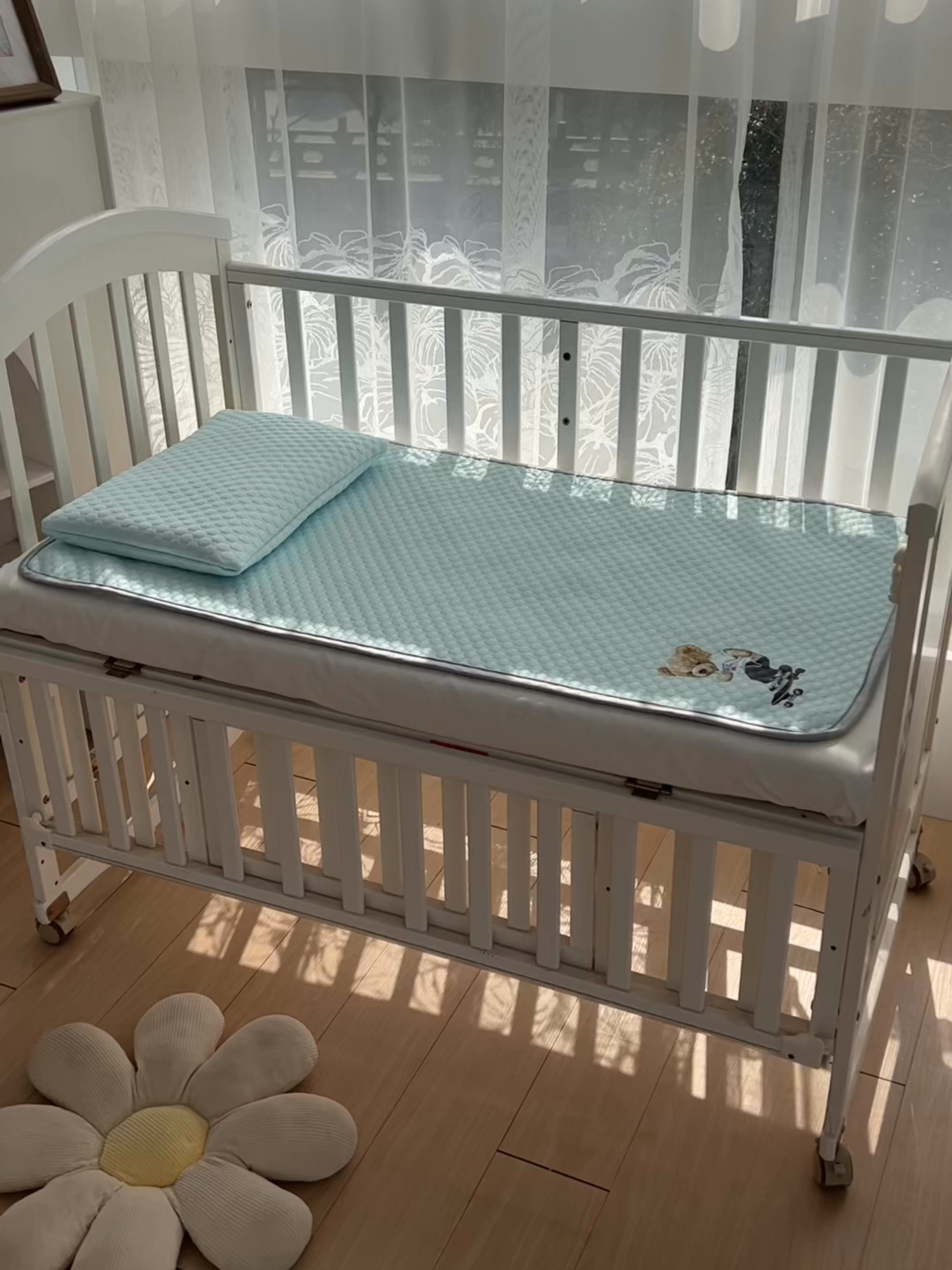 91家纺网 家纺一手货源 找家纺 宅部落 2026新款凉感豆豆儿童凉席席子 滑板熊-淡蓝