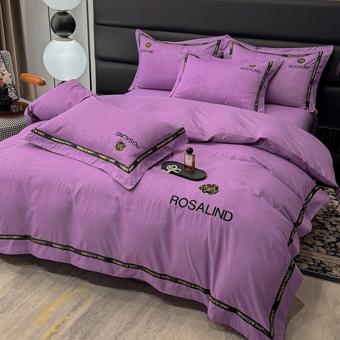 91家纺网 家纺一手货源 找家纺 沐珩家纺 2026新款亲肤磨毛刺绣压花四件套-格调系列 格调-黛紫