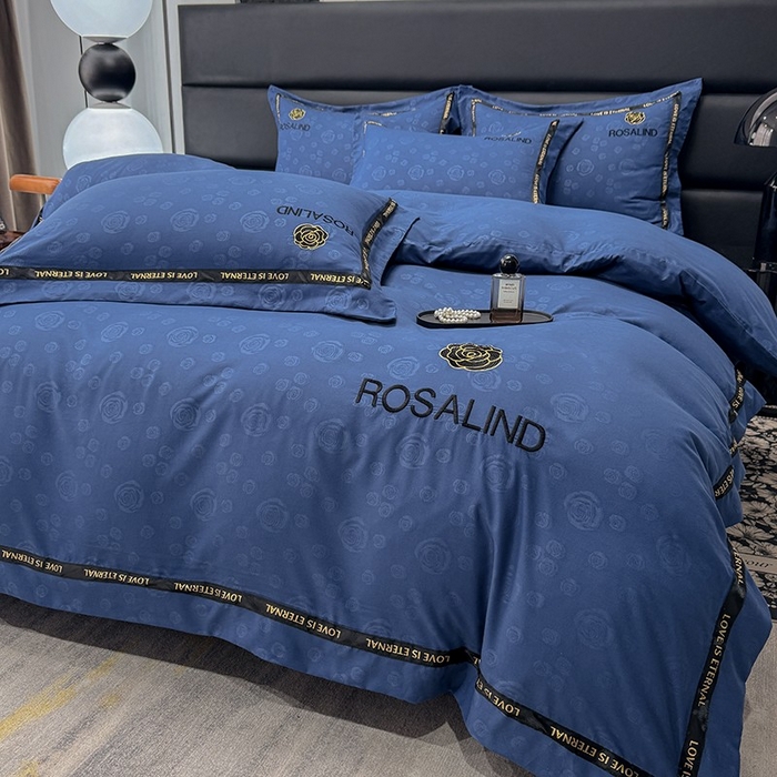 91家纺网 家纺一手货源 找家纺 沐珩家纺 2026新款亲肤磨毛刺绣压花四件套-格调系列 格调-藏蓝