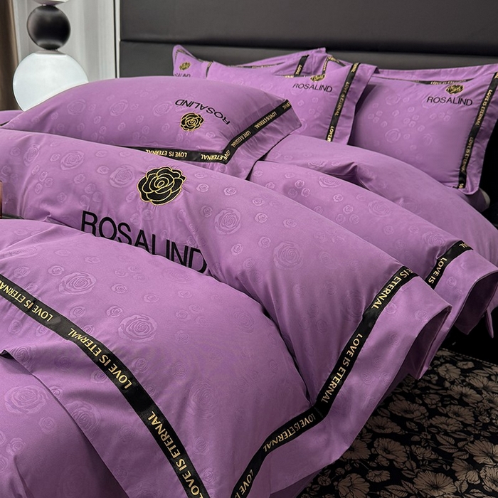 91家纺网 家纺一手货源 找家纺 沐珩家纺 2026新款亲肤磨毛刺绣压花四件套-格调系列 格调-黛紫