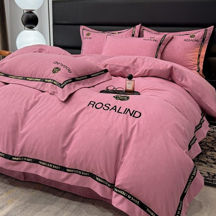 91家纺网 家纺一手货源 找家纺 沐珩家纺 2026新款亲肤磨毛刺绣压花四件套-格调系列 格调-豆沙