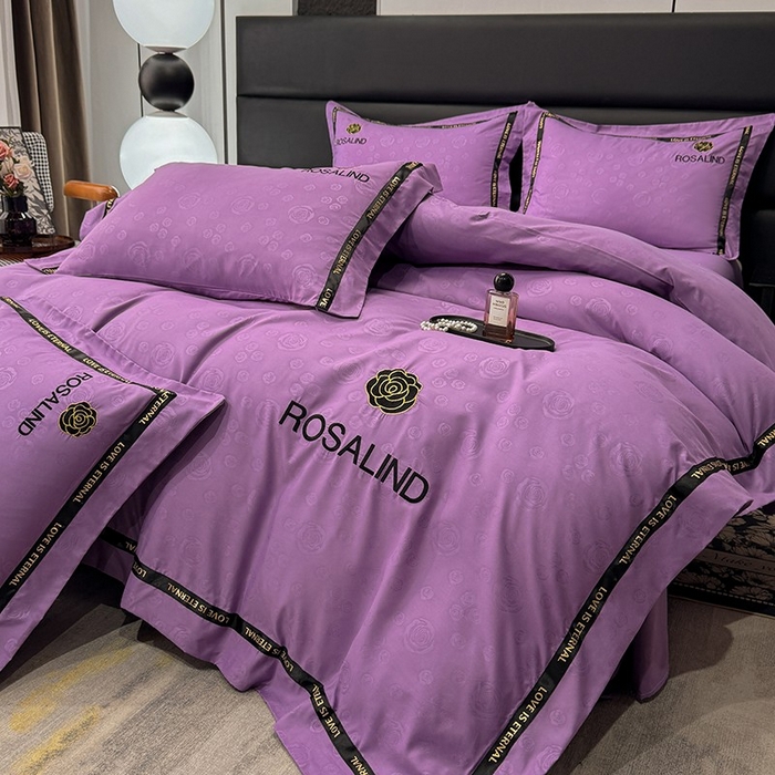 91家纺网 家纺一手货源 找家纺 沐珩家纺 2026新款亲肤磨毛刺绣压花四件套-格调系列 格调-黛紫