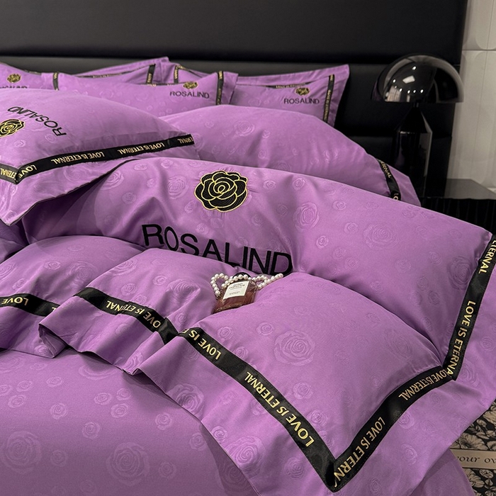 91家纺网 家纺一手货源 找家纺 沐珩家纺 2026新款亲肤磨毛刺绣压花四件套-格调系列 格调-黛紫