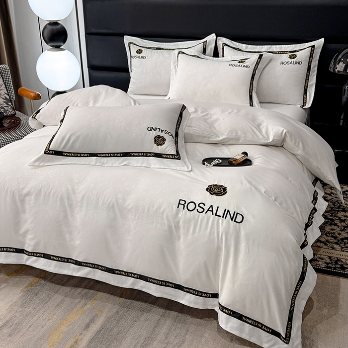 91家纺网 家纺一手货源 找家纺 沐珩家纺 2026新款亲肤磨毛刺绣压花四件套-格调系列 格调-本白