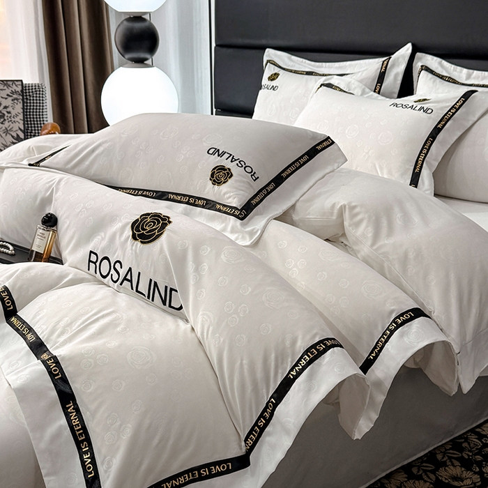 91家纺网 家纺一手货源 找家纺 沐珩家纺 2026新款亲肤磨毛刺绣压花四件套-格调系列 格调-本白