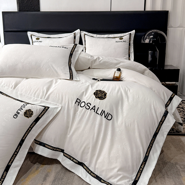 91家纺网 家纺一手货源 找家纺 沐珩家纺 2026新款亲肤磨毛刺绣压花四件套-格调系列 格调-本白