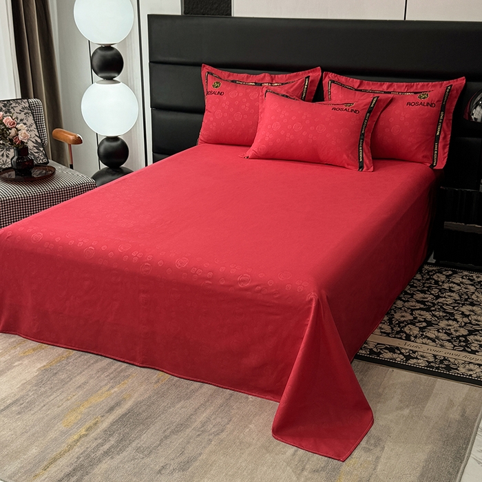 91家纺网 家纺一手货源 找家纺 沐珩家纺 2026新款亲肤磨毛刺绣压花四件套-格调系列 格调-大红