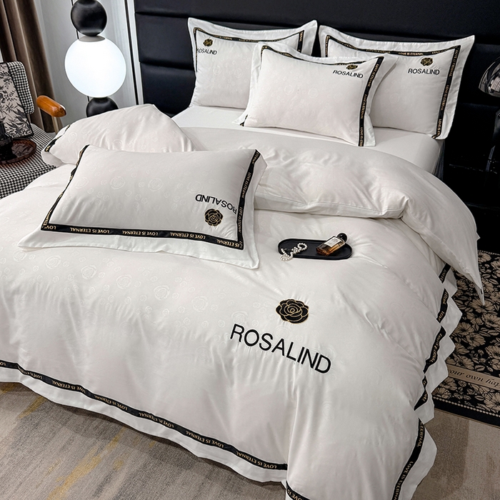 91家纺网 家纺一手货源 找家纺 沐珩家纺 2026新款亲肤磨毛刺绣压花四件套-格调系列 格调-本白