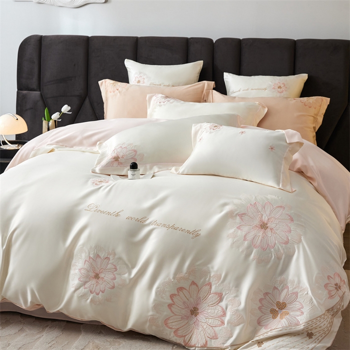 91家纺网 家纺一手货源 找家纺 （总）优贝家纺 2026新款天丝面料刺绣款四件套-花韵系列