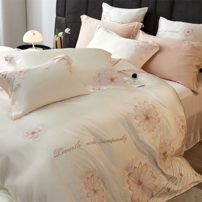 91家纺网 家纺一手货源 找家纺 （总）优贝家纺 2026新款天丝面料刺绣款四件套-花韵系列