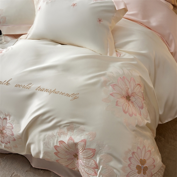 91家纺网 家纺一手货源 找家纺 （总）优贝家纺 2026新款天丝面料刺绣款四件套-花韵系列