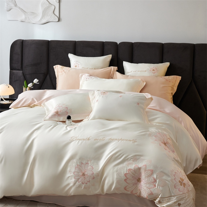 91家纺网 家纺一手货源 找家纺 （总）优贝家纺 2026新款天丝面料刺绣款四件套-花韵系列