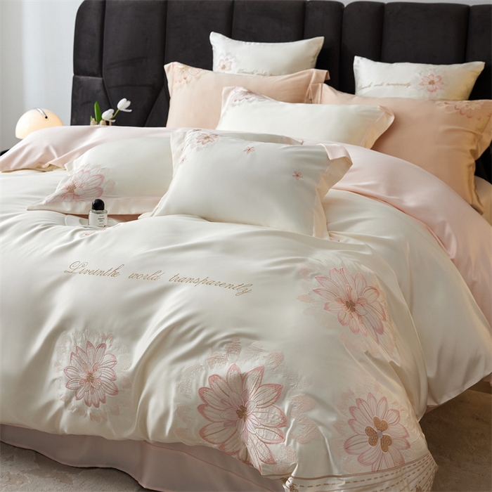 91家纺网 家纺一手货源 找家纺 （总）优贝家纺 2026新款天丝面料刺绣款四件套-花韵系列