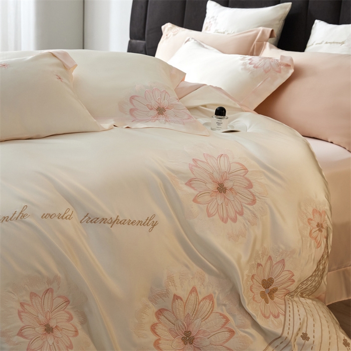 91家纺网 家纺一手货源 找家纺 （总）优贝家纺 2026新款天丝面料刺绣款四件套-花韵系列