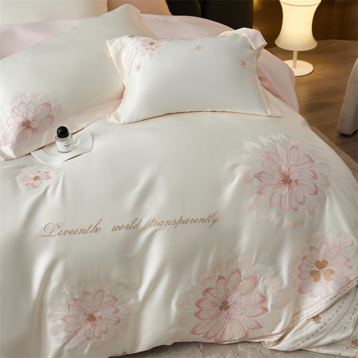 91家纺网 家纺一手货源 找家纺 （总）优贝家纺 2026新款天丝面料刺绣款四件套-花韵系列