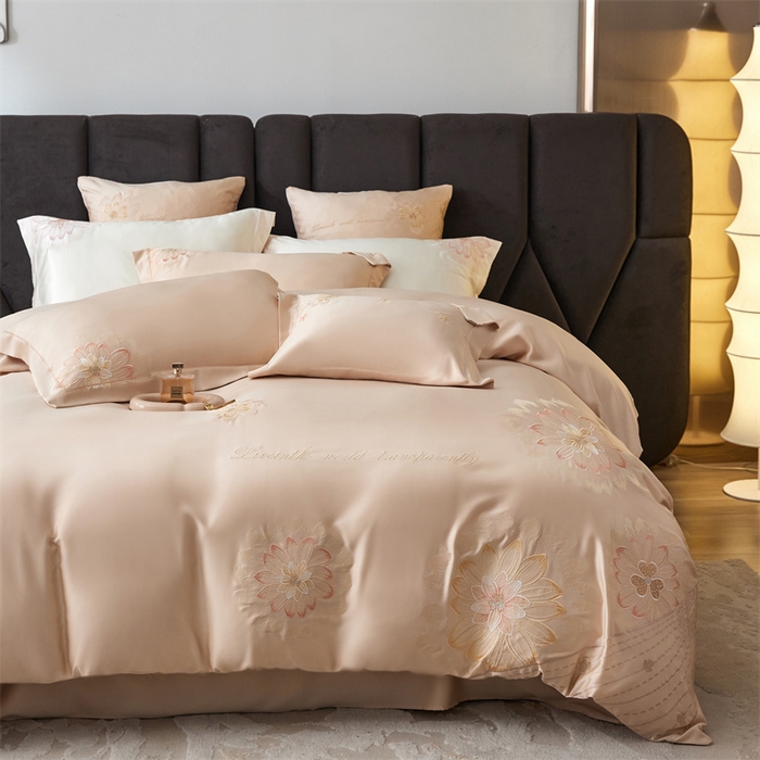 91家纺网 家纺一手货源 找家纺 （总）优贝家纺 2026新款天丝面料刺绣款四件套-花韵系列