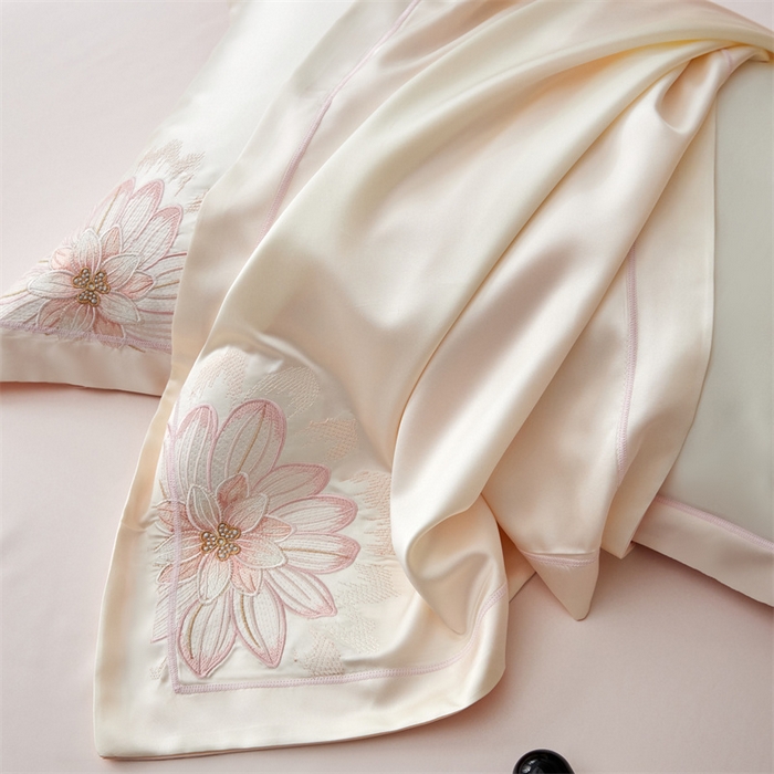 91家纺网 家纺一手货源 找家纺 优贝家纺 2026新款天丝面料刺绣款四件套-花韵系列 花韵-米白