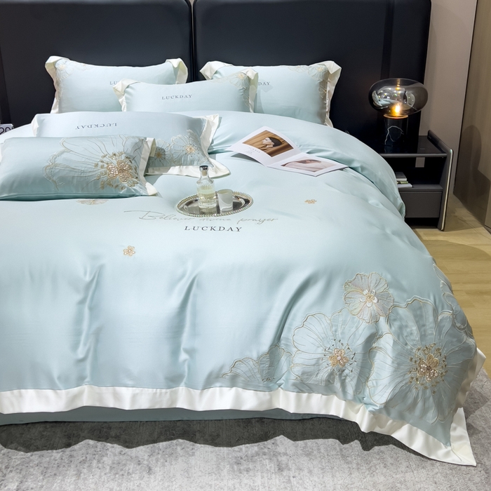 91家纺网 家纺一手货源 找家纺 （总）优贝家纺 2026新款天丝刺绣四件套-莫奈花园