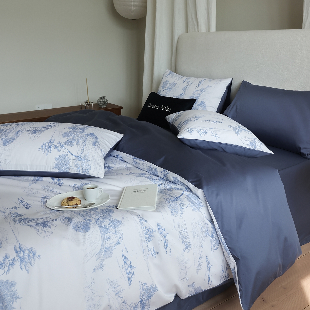 91家纺网 家纺一手货源 找家纺 （总）ONE TWO ONE 121 【会员-20】【控价商品】提供买家秀】【专版花型】  2026新款100s长绒棉全棉床上用品数码印花四件套