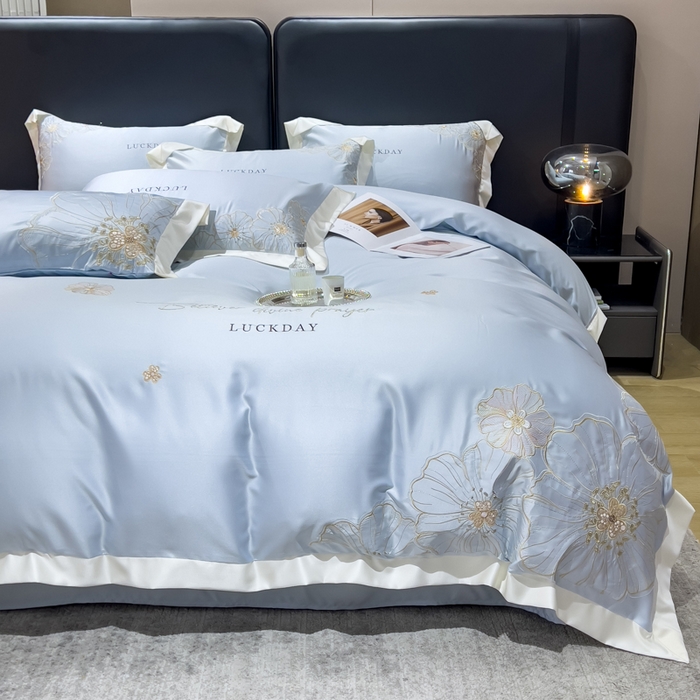 91家纺网 家纺一手货源 找家纺 优贝家纺 2026新款天丝刺绣四件套-莫奈花园 莫奈花园-天空蓝