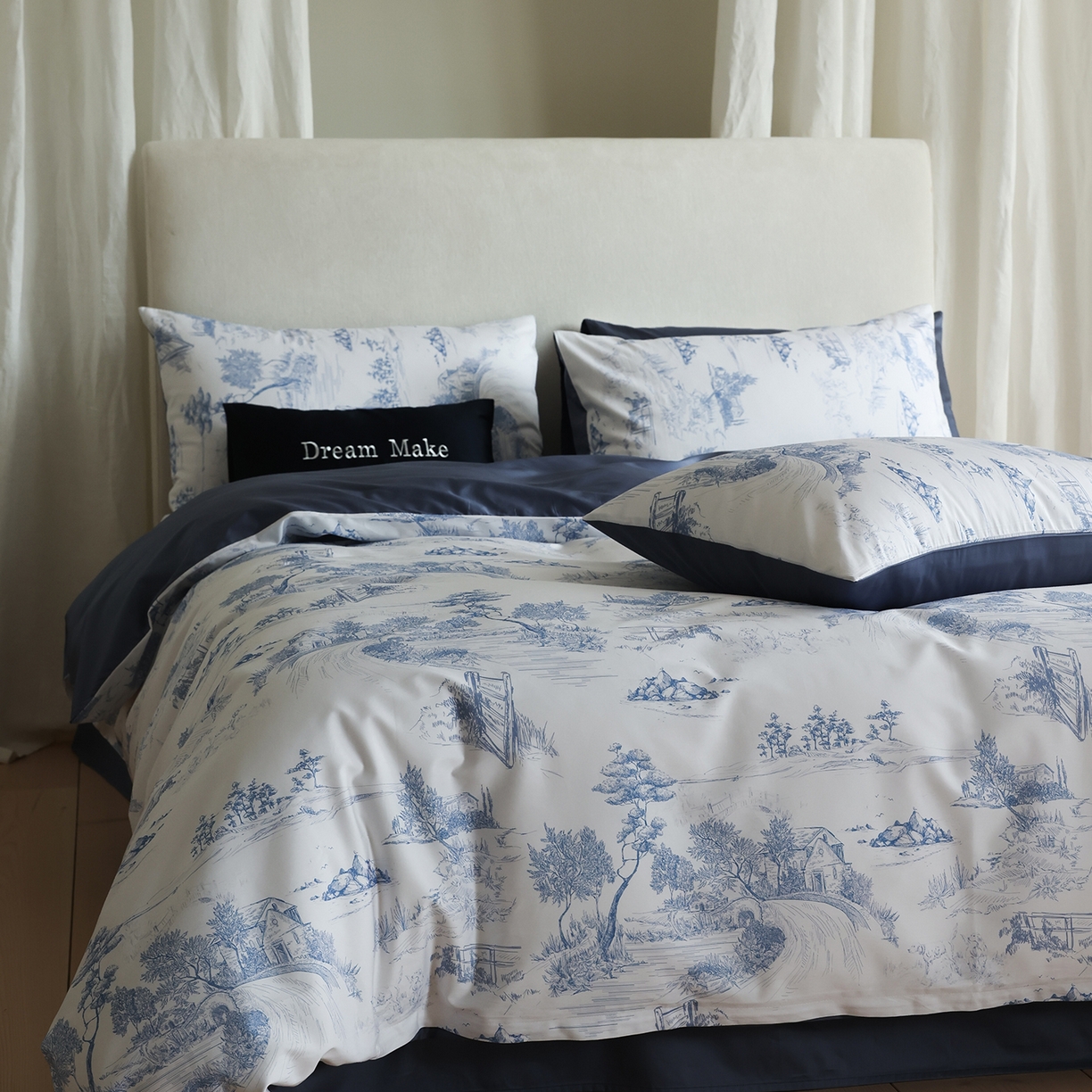 91家纺网 家纺一手货源 找家纺 （总）ONE TWO ONE 121 【会员-20】【控价商品】提供买家秀】【专版花型】  2026新款100s长绒棉全棉床上用品数码印花四件套