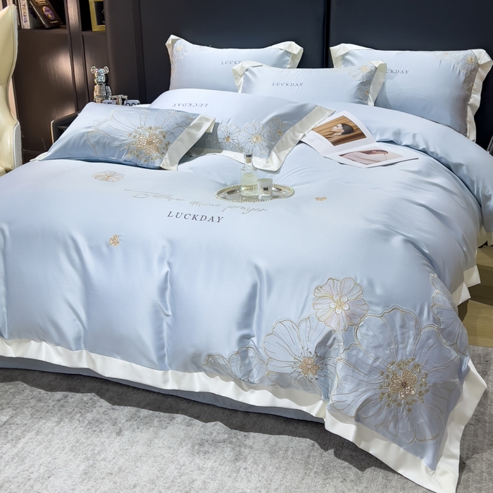 91家纺网 家纺一手货源 找家纺 优贝家纺 2026新款天丝刺绣四件套-莫奈花园 莫奈花园-天空蓝